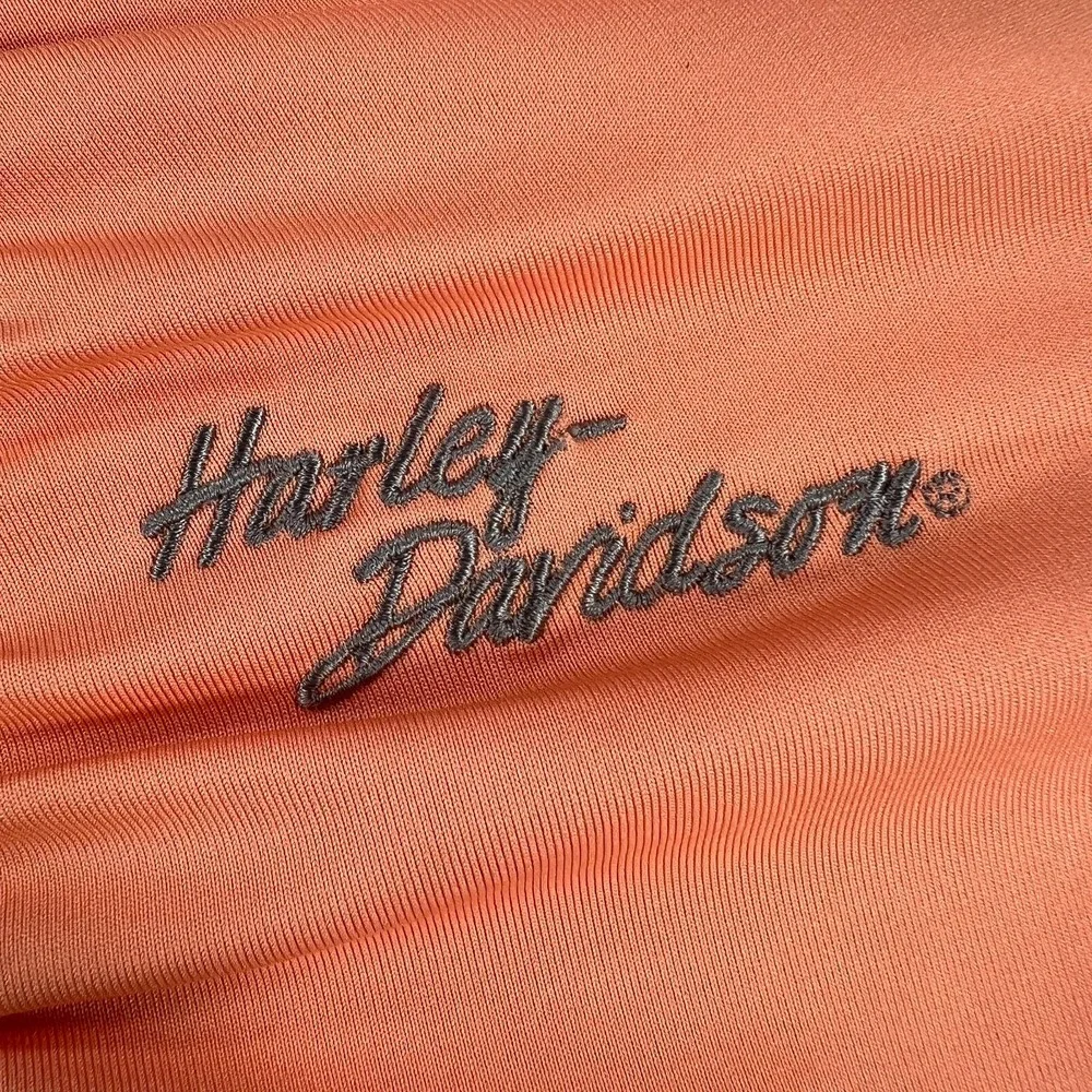 Harley Davidson Daytona Beach Pullover Shirt Womens Small Orange 1/4 Zip Biker